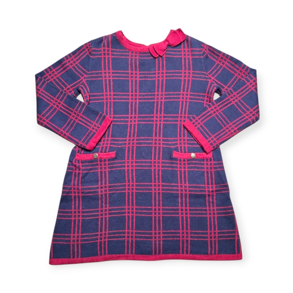 Hope and Henry - Plaid Long Sleeve Dress with Bow Accent Size 4